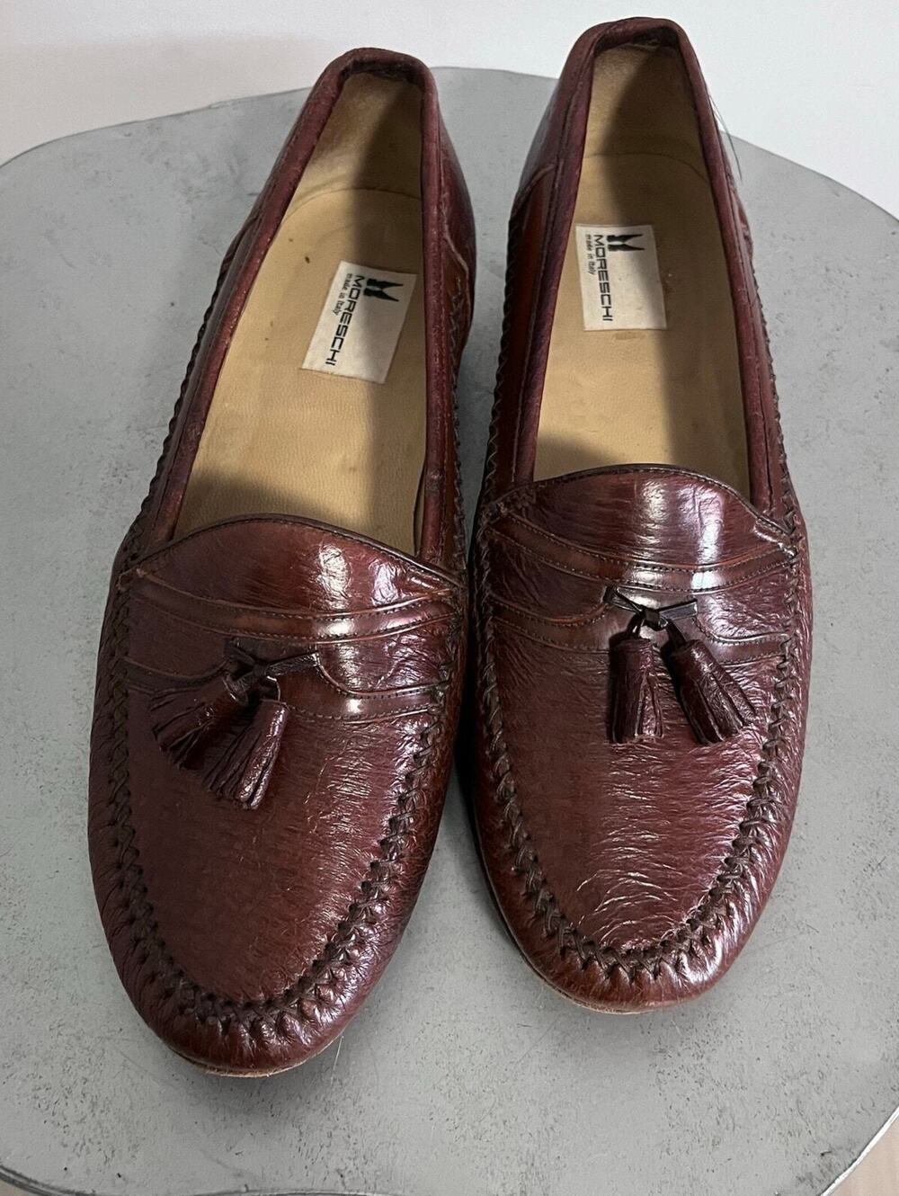 Vintage Moreschi Italy Brown Leather Tassel Loafers Men’s Size 9 Handcrafted